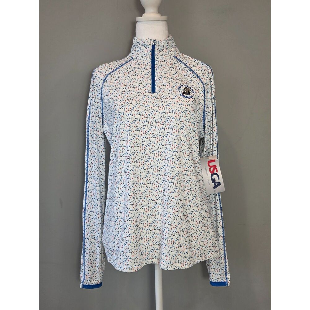 $140 G/FORE USGA Women's Golf Shirt LG NWT Oakmont US Open Aye Poppy Gorpcore